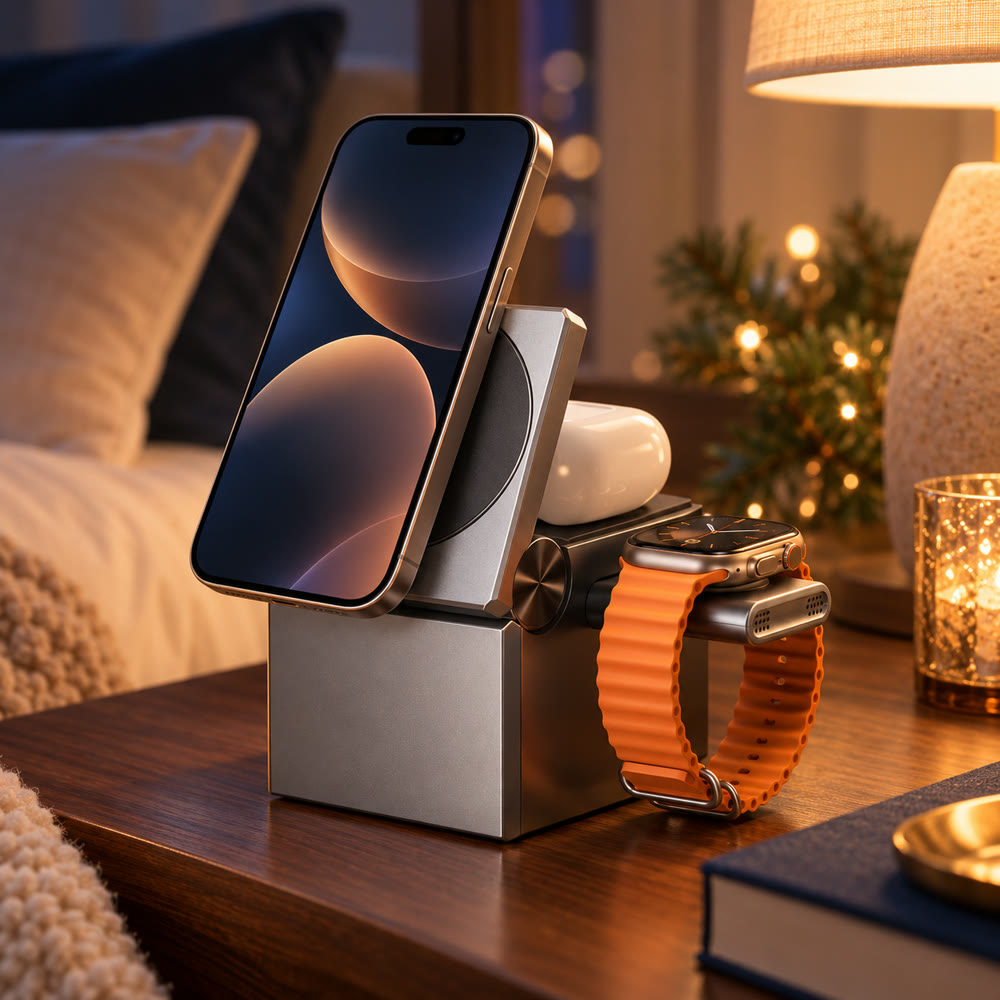 3-in-1 Charging Station in use
