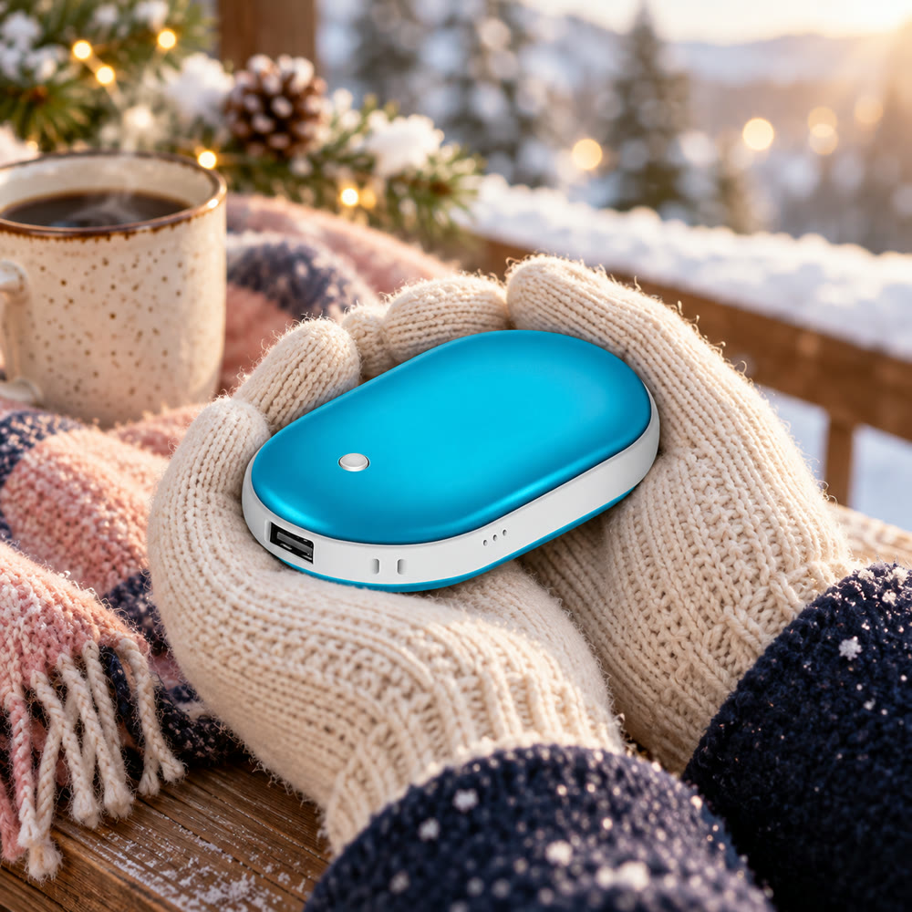Rechargeable Hand Warmer in use