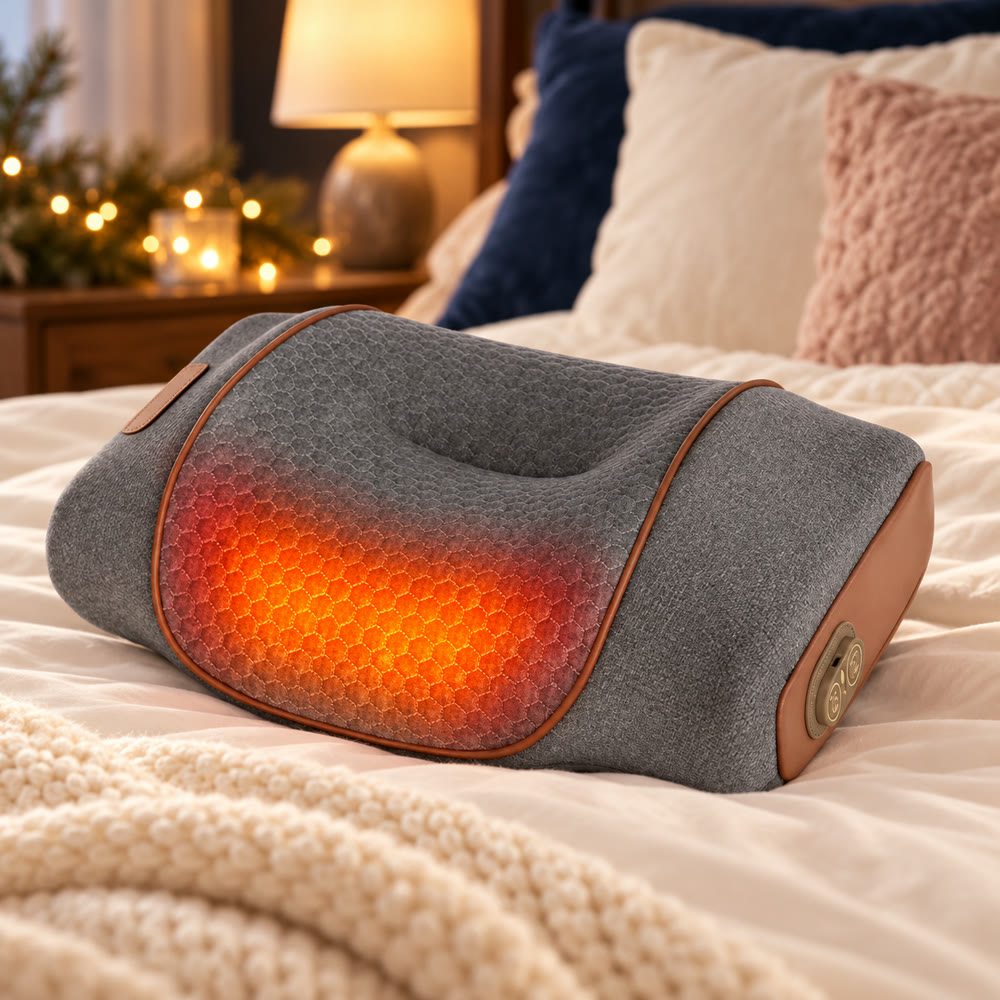 Heated Neck Massager Pillow in use