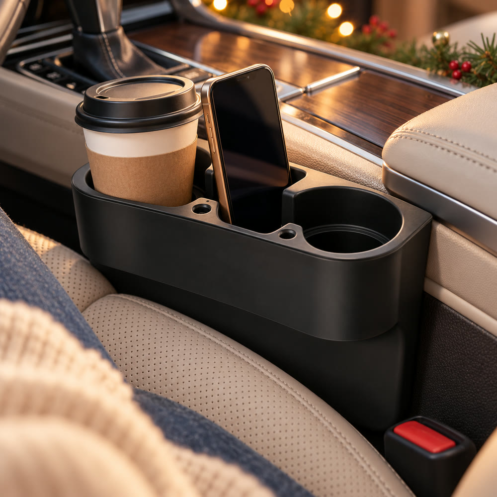Seat-Gap Cup Holder in use