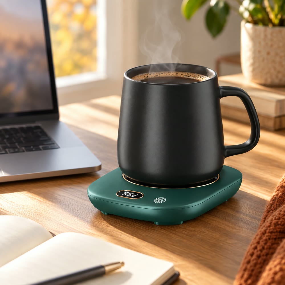 mug warmer on a desk