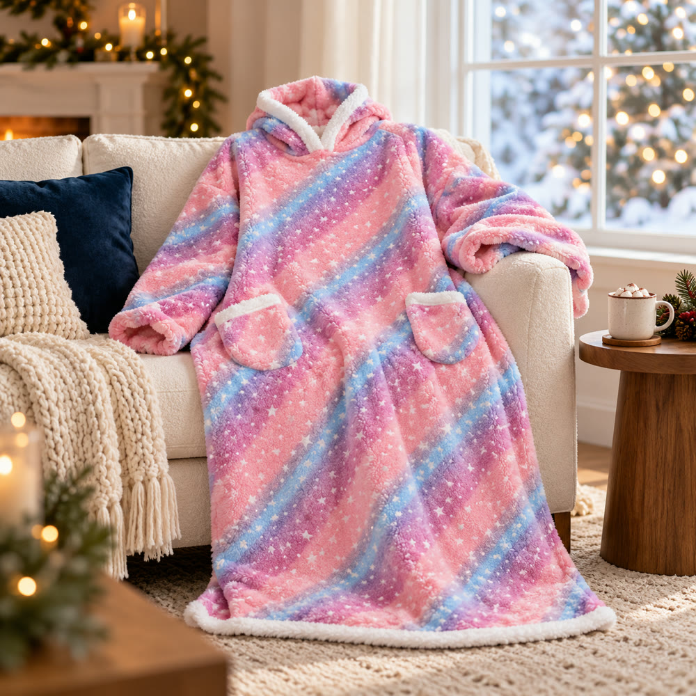 Wearable Sherpa Blanket in use